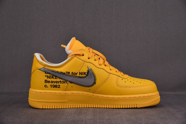 Nike Air Force 1 Low Off-White University Gold Metallic Silver Dd1876-700 - Image 4