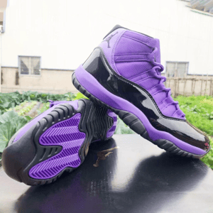 Air Jordan 11 Retro Black and Purple Shoes - Image 2