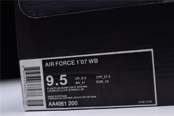Nike Air Force 1 07 Wb Flax/Flax-Gum Wheat Basketball Shoes Aa4061-200 - Image 6