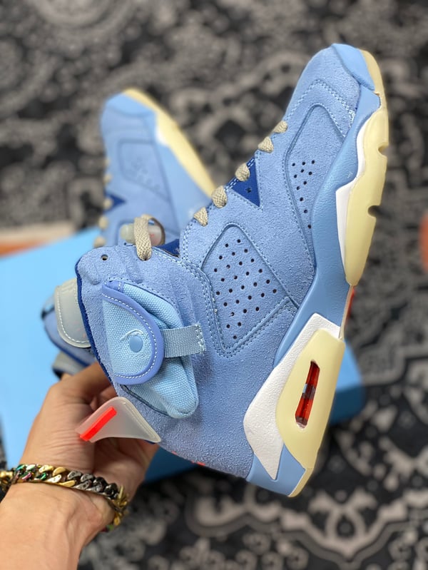 Travis Scott x Air Jordan 6 ?Houston Oilers? Blue Suede - Image 7