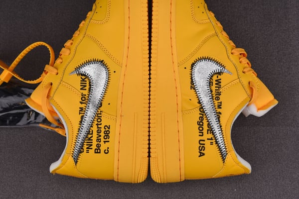Nike Air Force 1 Low Off-White University Gold Metallic Silver Dd1876-700 - Image 10
