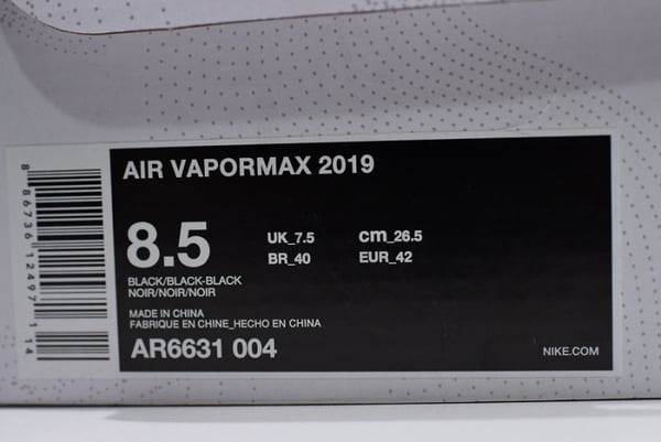 Nike Air Vapormax 2019 Triple Black Ar6631-004 - Image 9