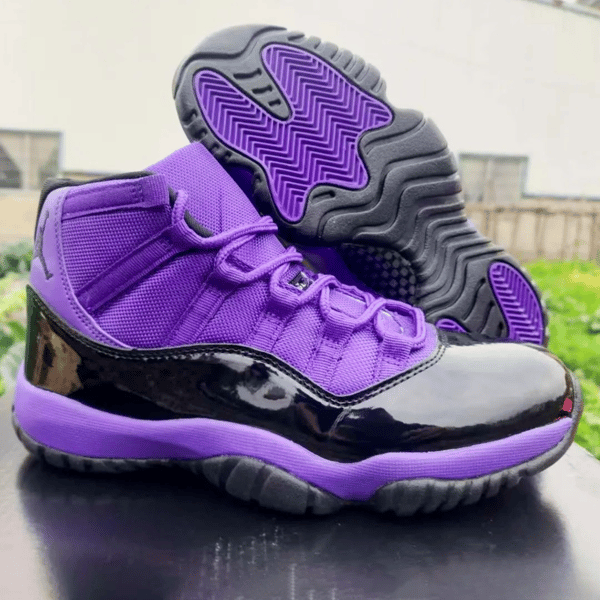 Air Jordan 11 Retro Black and Purple Shoes - Image 3